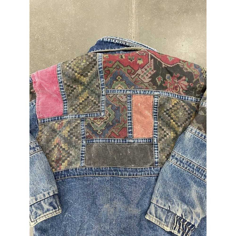 Rare Y2K Vintage Denim Patchwork Jacket Size Medi… - image 7
