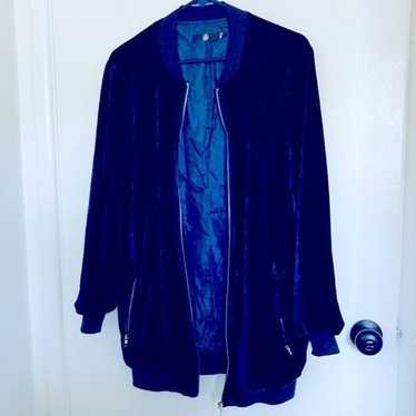 Blue Velvet Zip Front Jacket