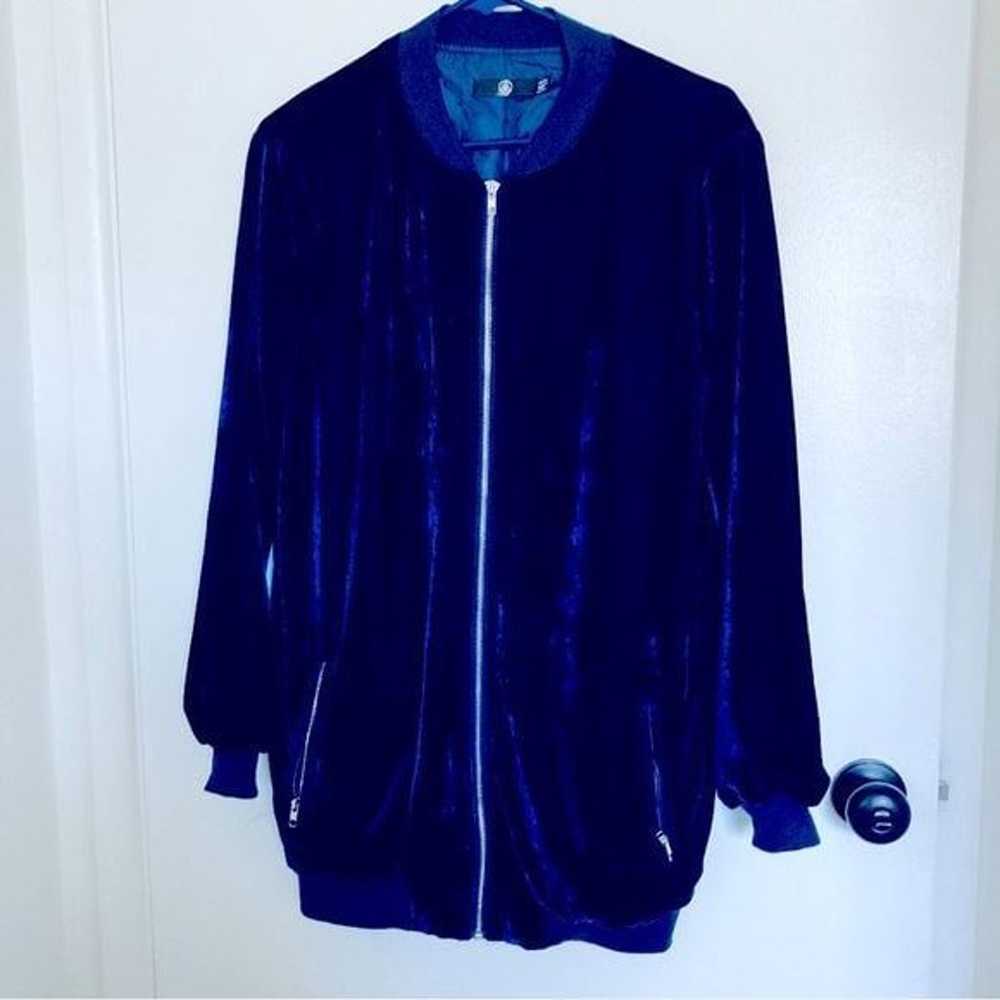 Blue Velvet Zip Front Jacket - image 2