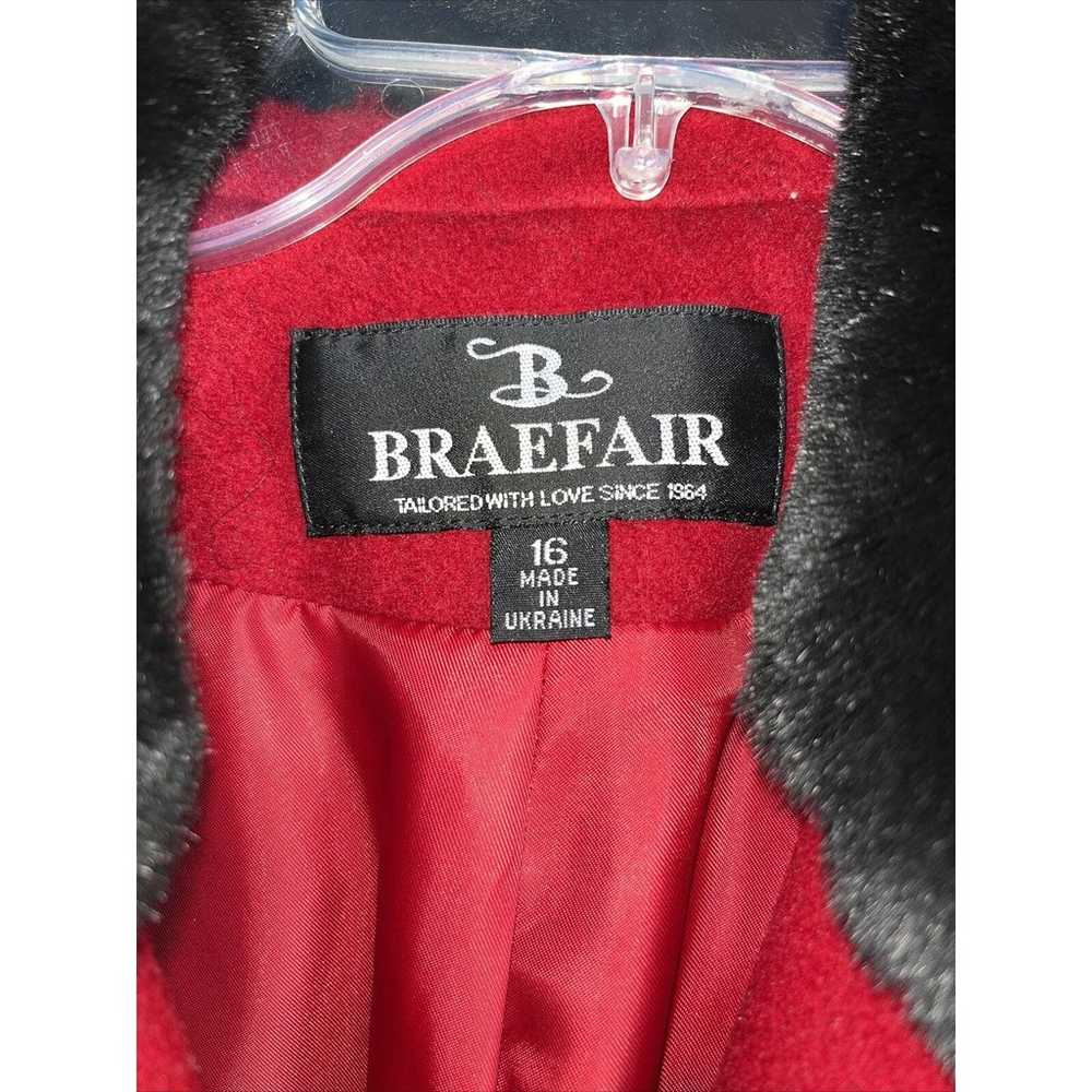 B Braefair 100% Wool Coat Faux Fur Collar Women's… - image 2