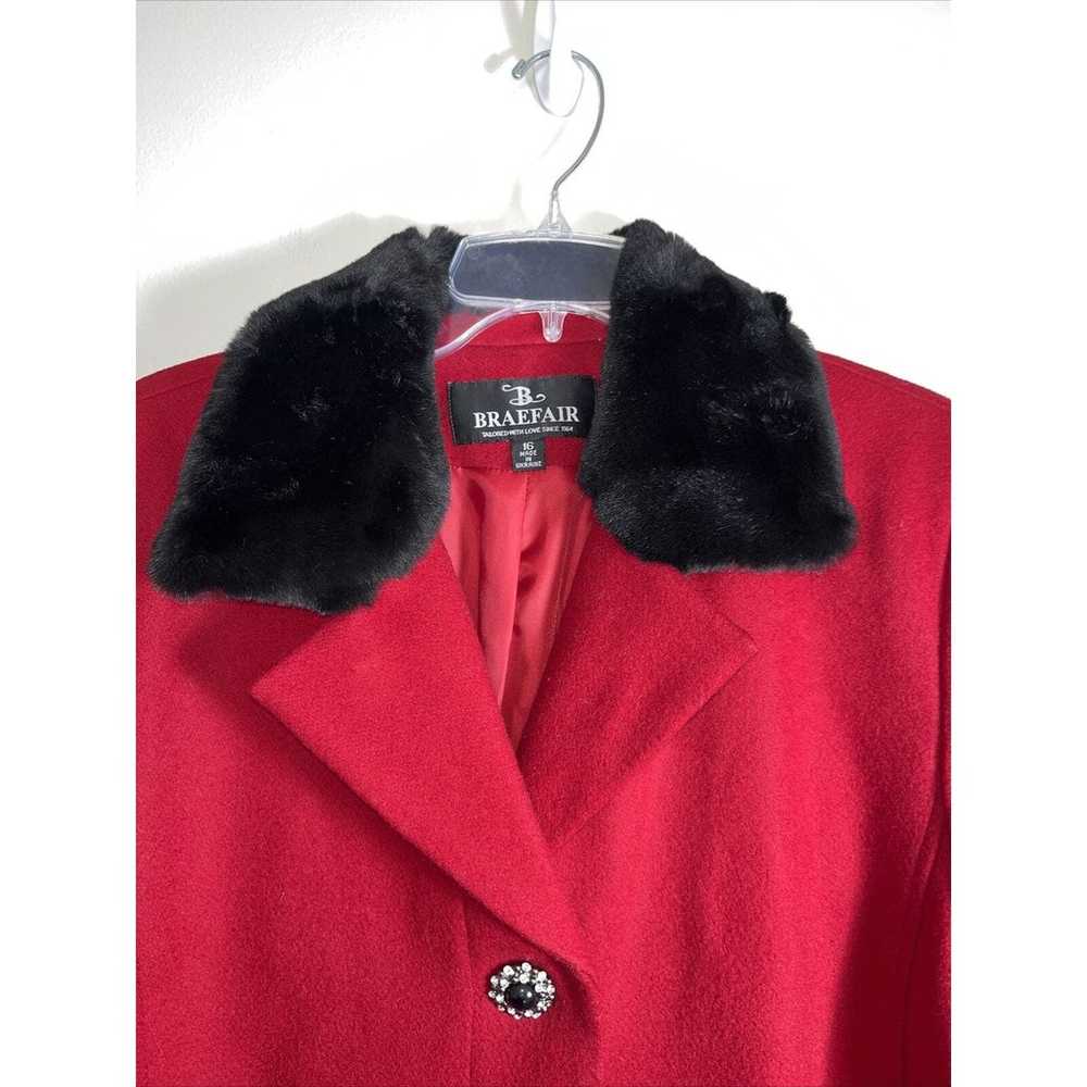 B Braefair 100% Wool Coat Faux Fur Collar Women's… - image 3