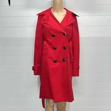 Trina Turk red double breasted trench coat jacket,