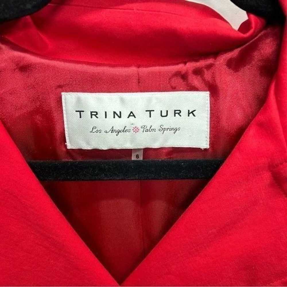 Trina Turk red double breasted trench coat jacket… - image 4