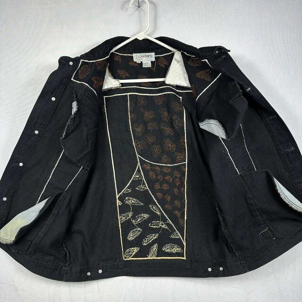 Vintage Cache Cedars Black Denim Sequin Jacket Wo… - image 9