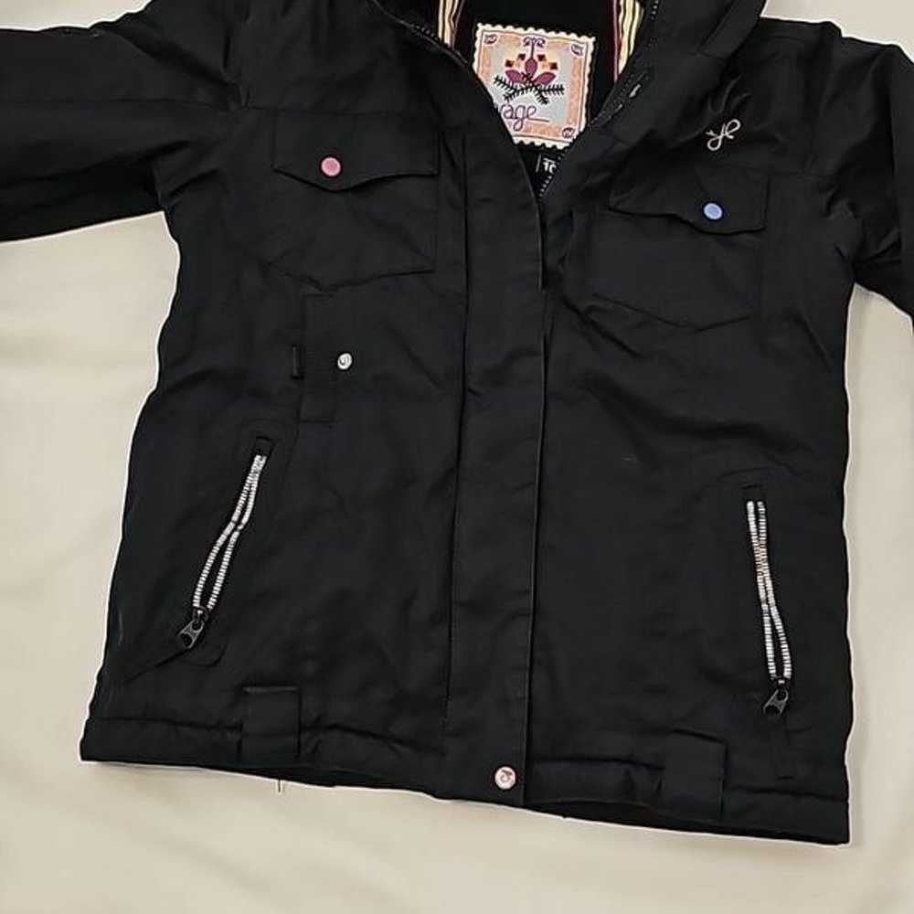 Orage boys Black Hooded Ski Jacket size medium. - image 2