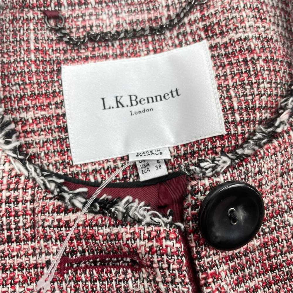 LK Bennett Cesilia Tweed Jacket Peplum Hem Red Si… - image 11