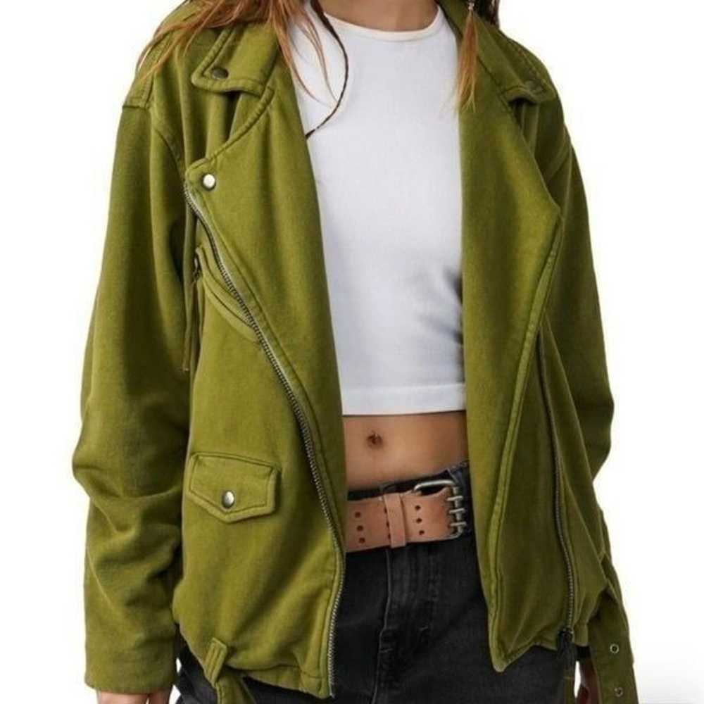 We the Free Rebel Knit Moto Jacket green oversize… - image 1