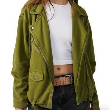 We the Free Rebel Knit Moto Jacket green oversize… - image 1