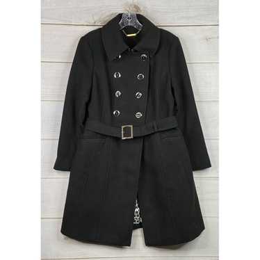 WHBM Trench Coat Womens M Black Double Breasted B… - image 1