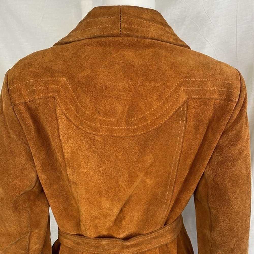 Vintage Women's Rust Ochre Suede Leather Belted C… - image 12