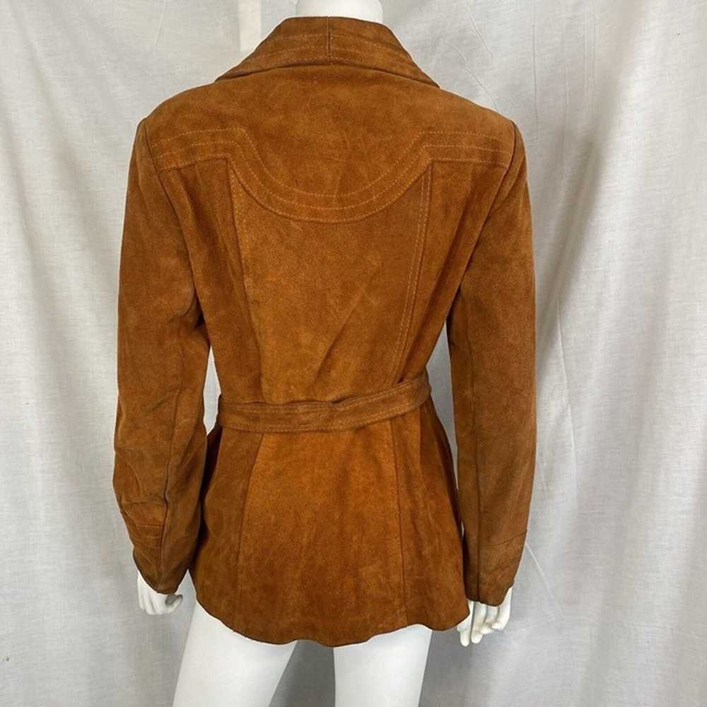 Vintage Women's Rust Ochre Suede Leather Belted C… - image 5