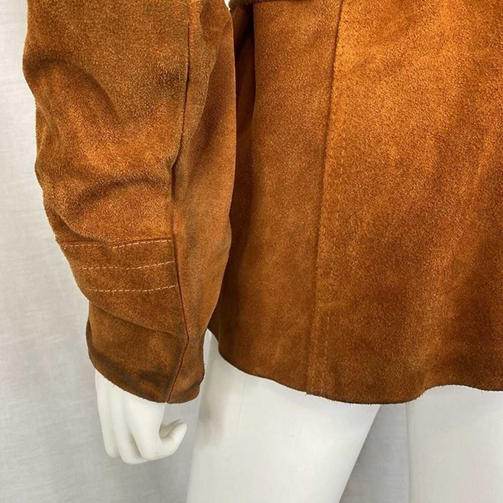 Vintage Women's Rust Ochre Suede Leather Belted C… - image 9