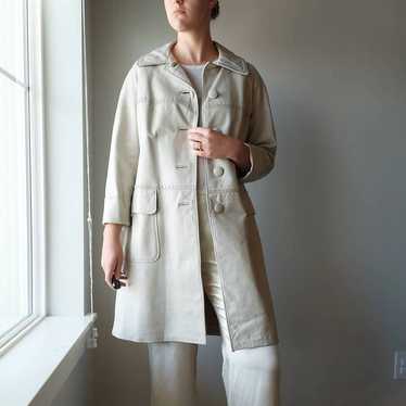 Vintage Beige Braided Swing Leather Trench Coat, … - image 1