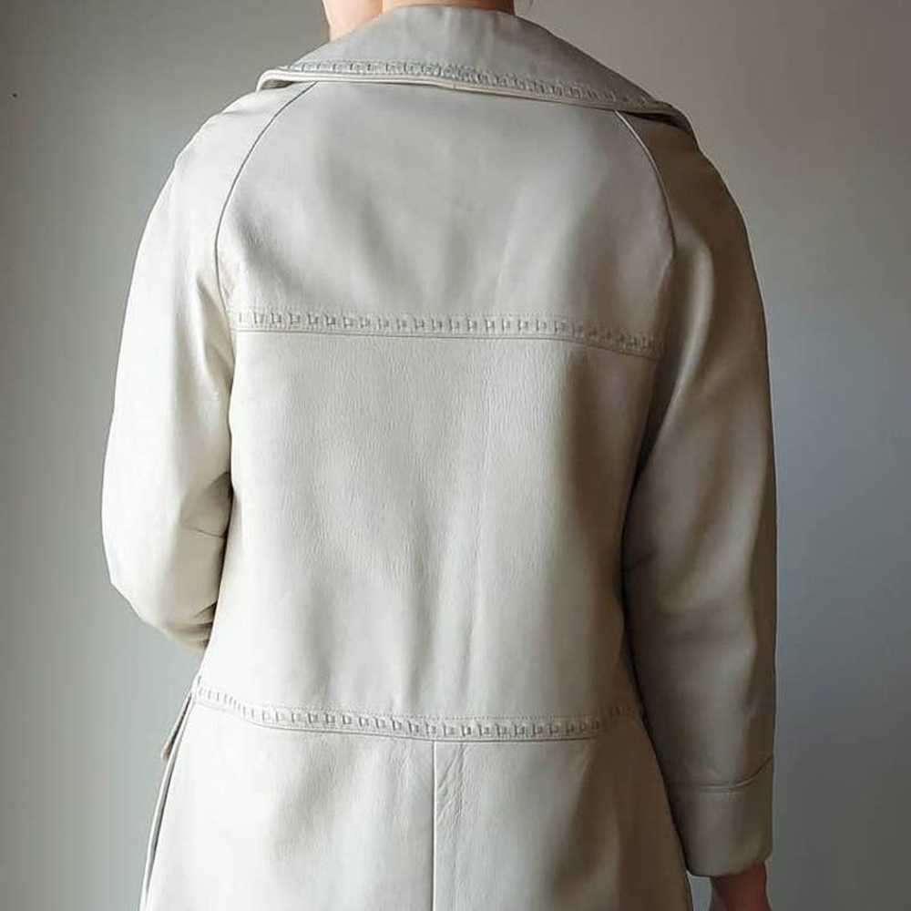 Vintage Beige Braided Swing Leather Trench Coat, … - image 3