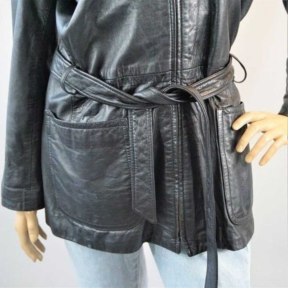 Vintage Red Kid USA Leather Jacket Full Zip Black… - image 5