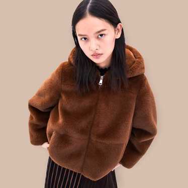 Zara (Trf) Women Brown Faux Fur Teddy Jacket