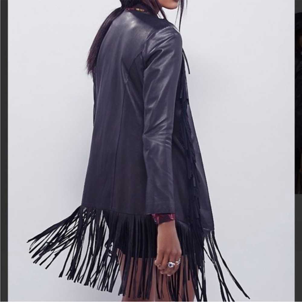 Cleobella black fringe leather take me long jacket - image 3