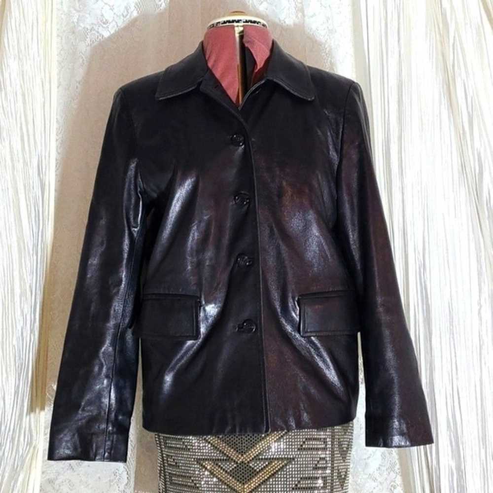 J. Crew 100% Leather 5 Button Coat Size Small Mad… - image 1