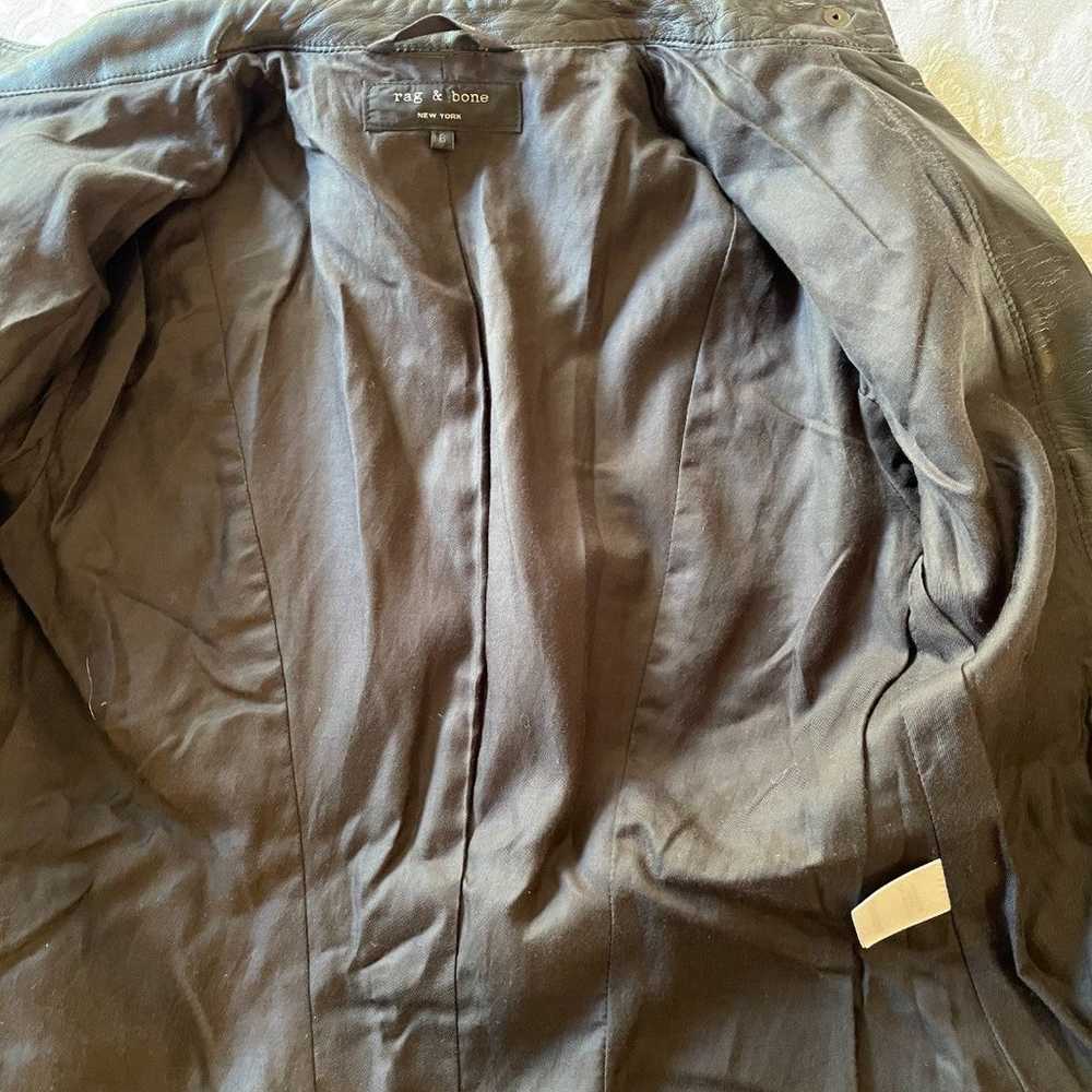 RAG & BONE Black Leather Jacket Asymmetrical Zipp… - image 6