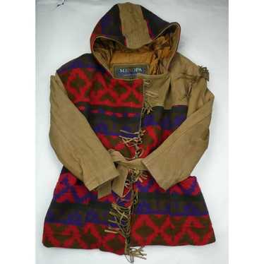 vintage Miropa Wool & Leather Aztec print coat, P… - image 1