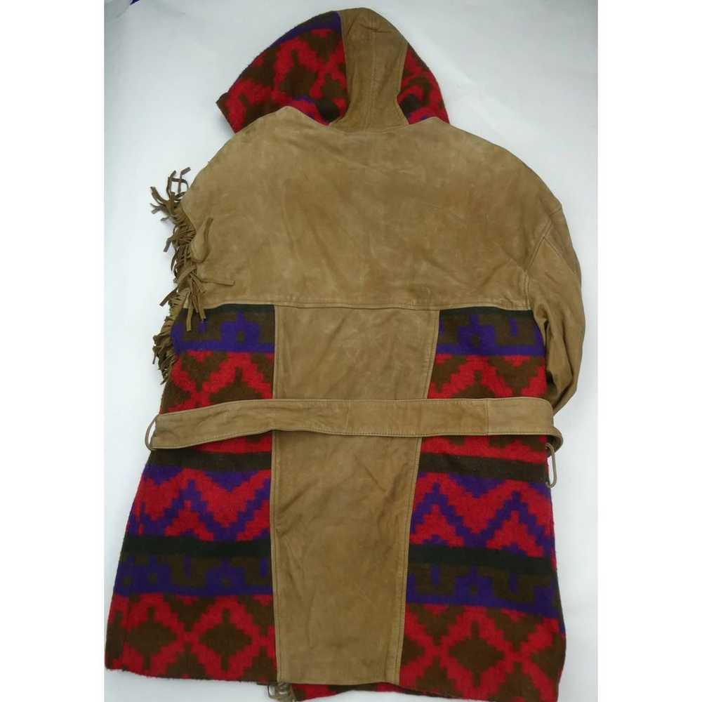 vintage Miropa Wool & Leather Aztec print coat, P… - image 2