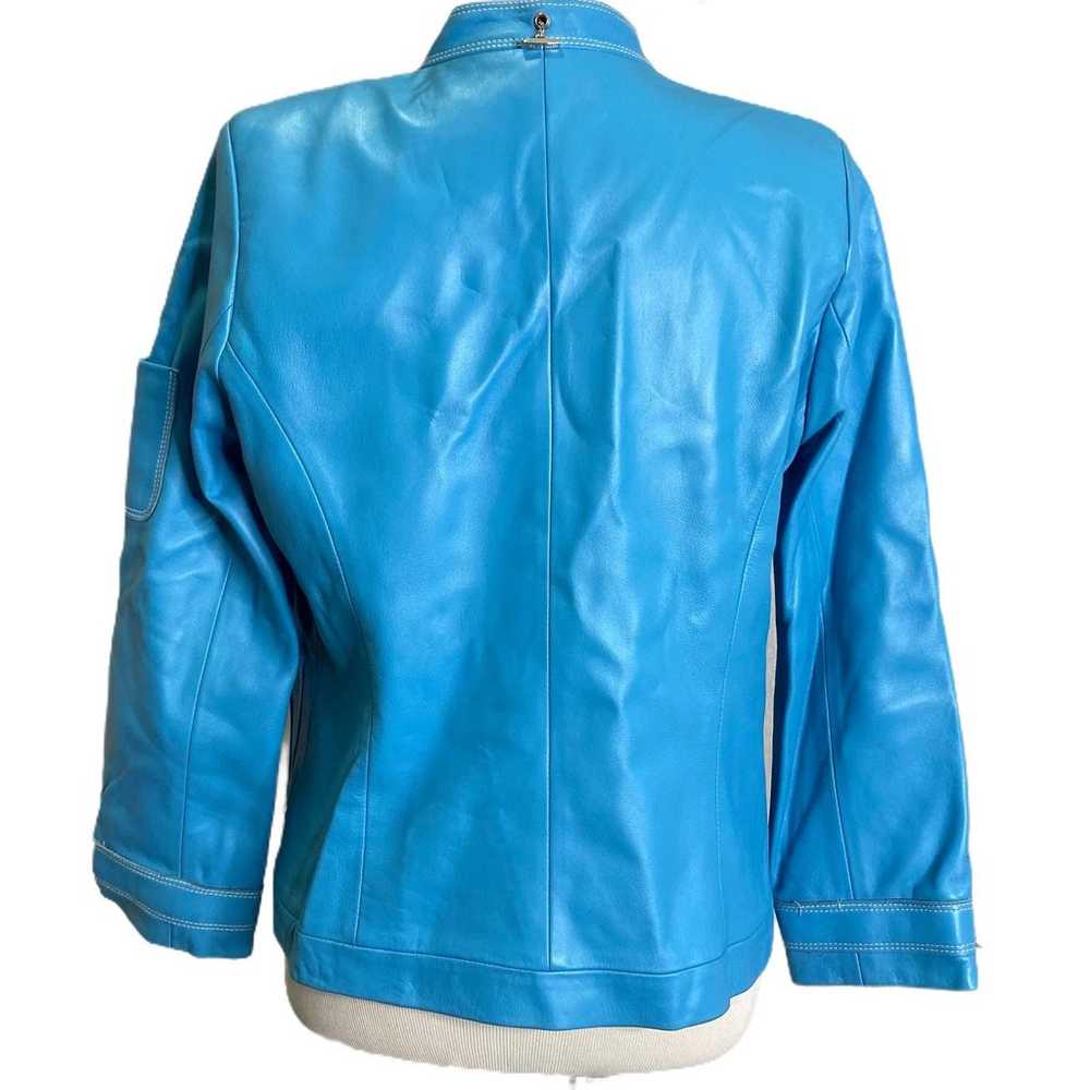 St. John Sport Women's Jacket Moto Light Blue Lea… - image 2