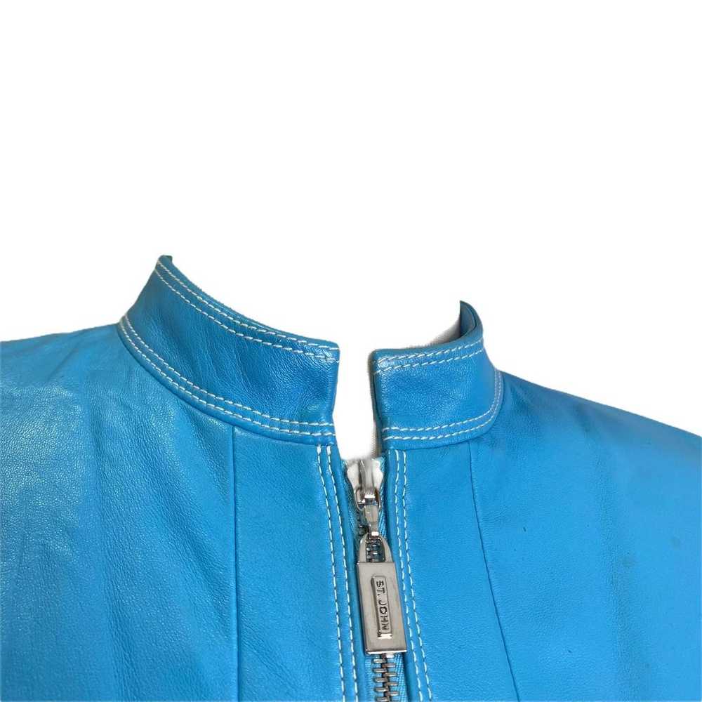 St. John Sport Women's Jacket Moto Light Blue Lea… - image 3