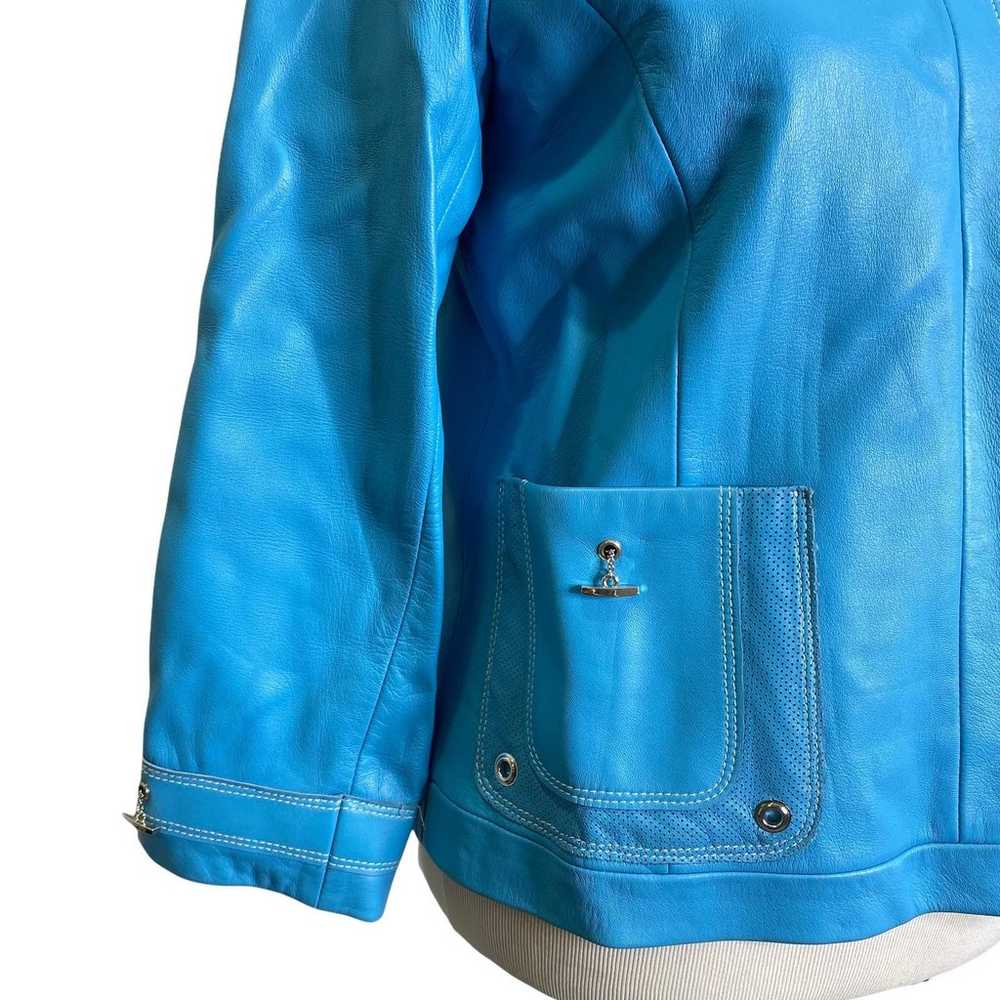 St. John Sport Women's Jacket Moto Light Blue Lea… - image 4