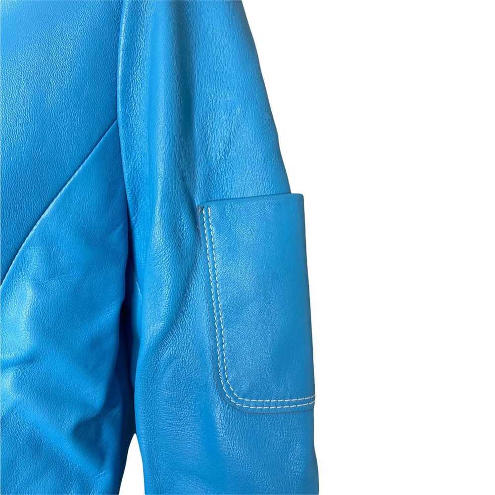 St. John Sport Women's Jacket Moto Light Blue Lea… - image 5