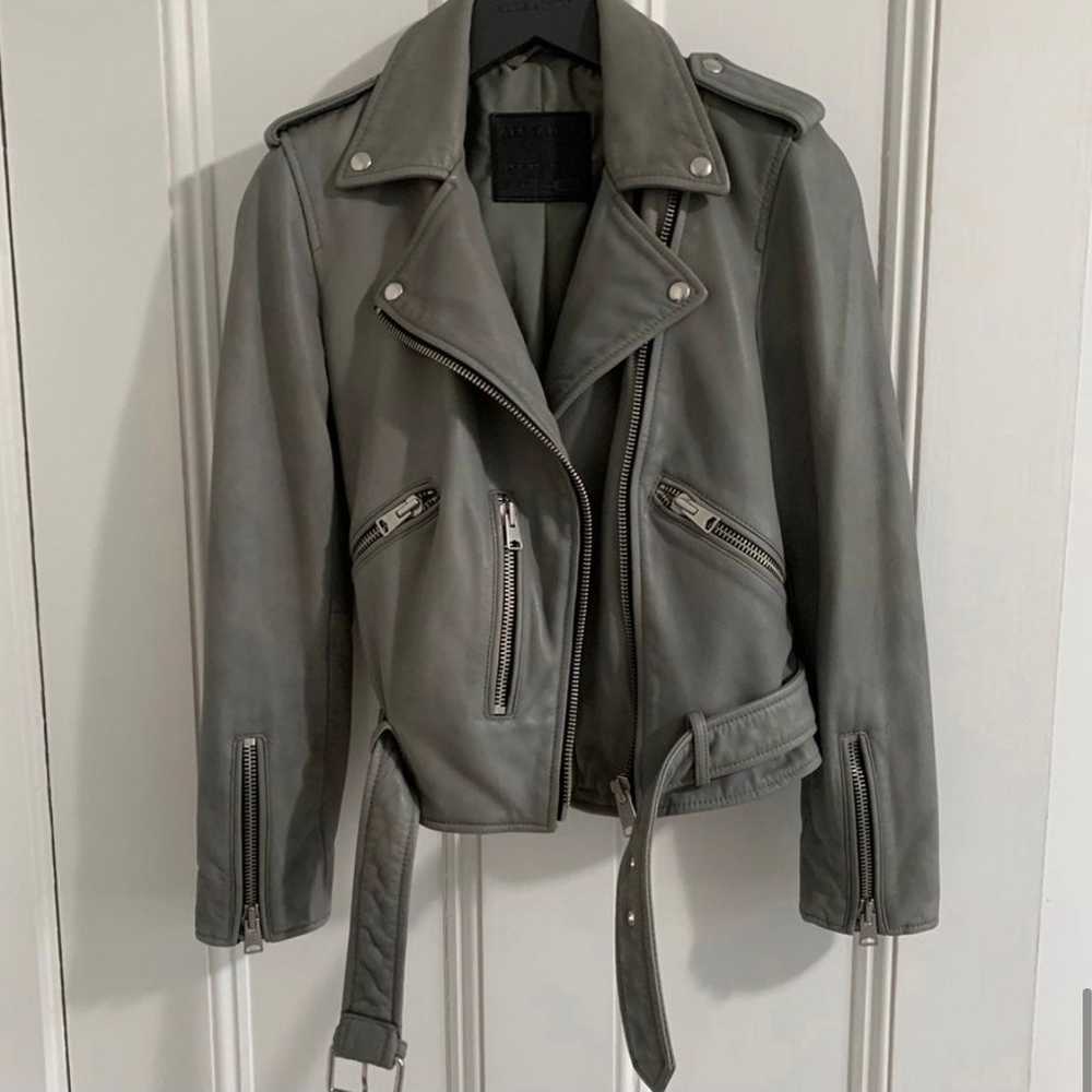 allsaints grey leather jacket - image 10