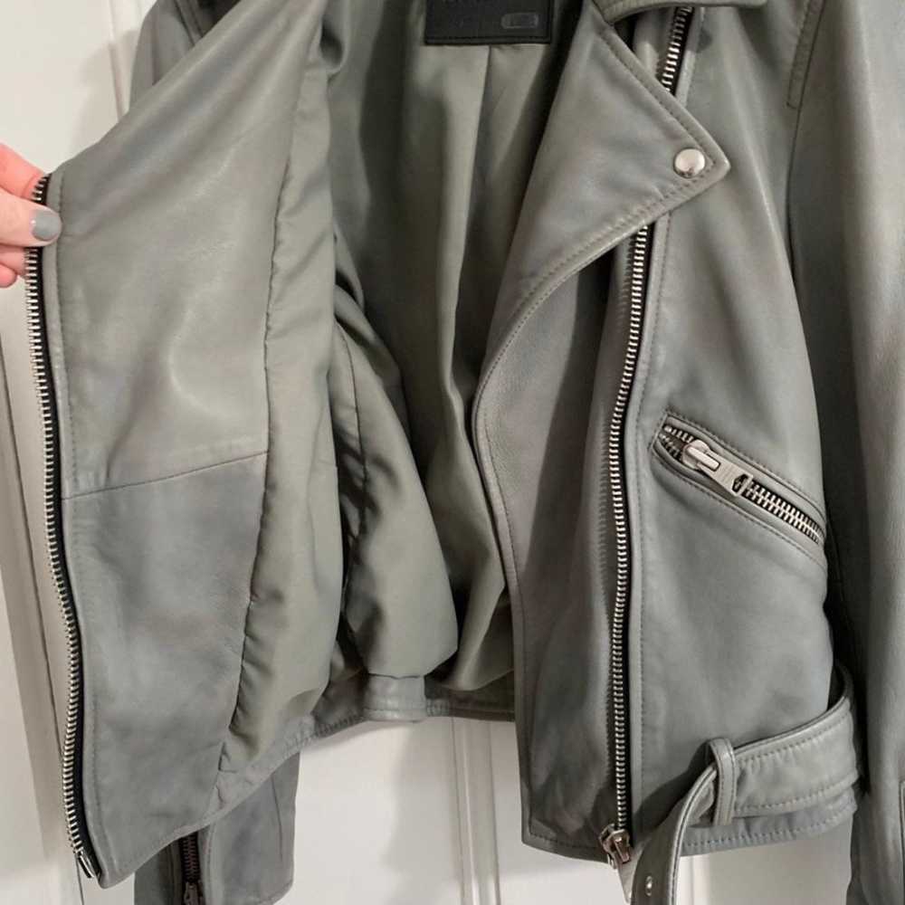allsaints grey leather jacket - image 11