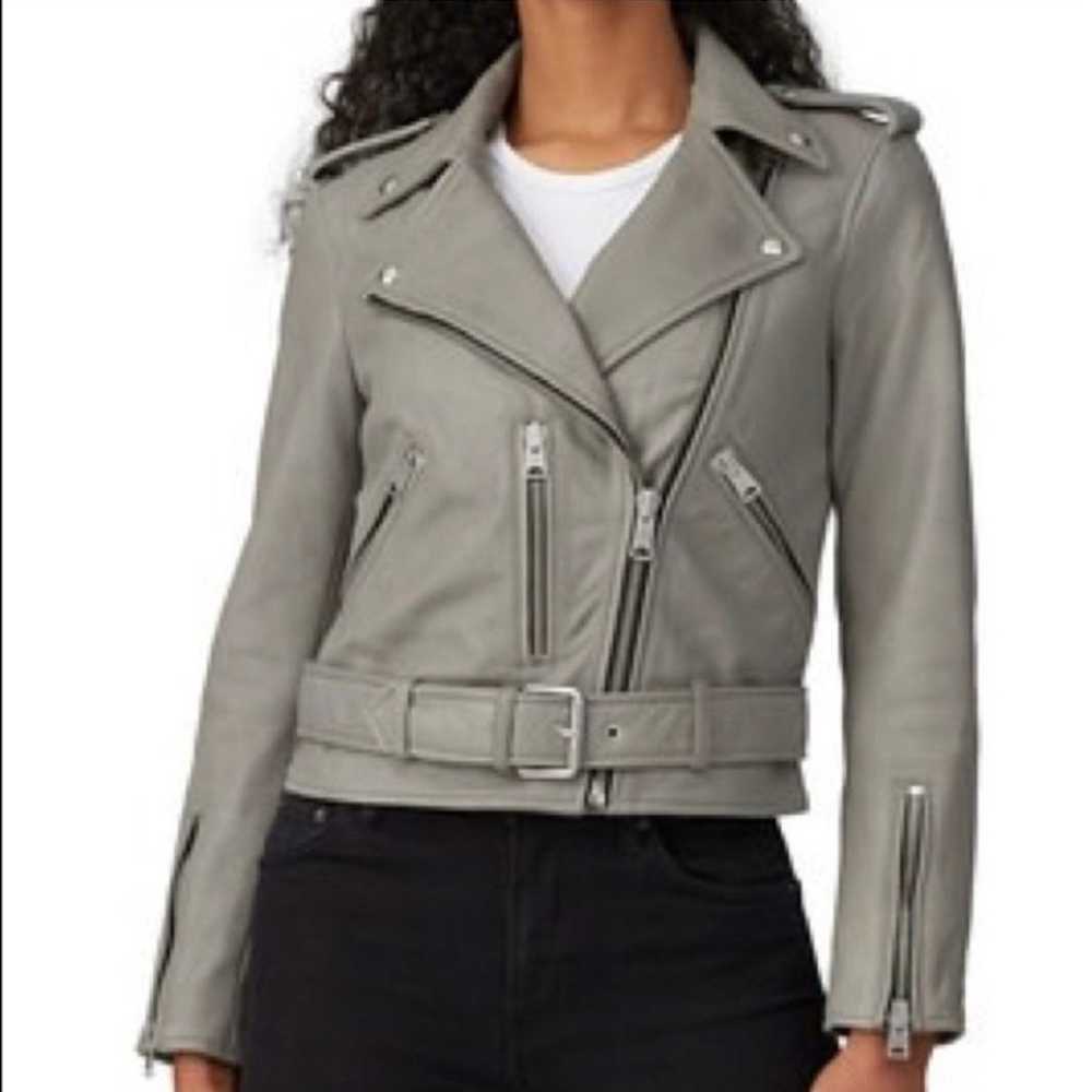 allsaints grey leather jacket - image 2