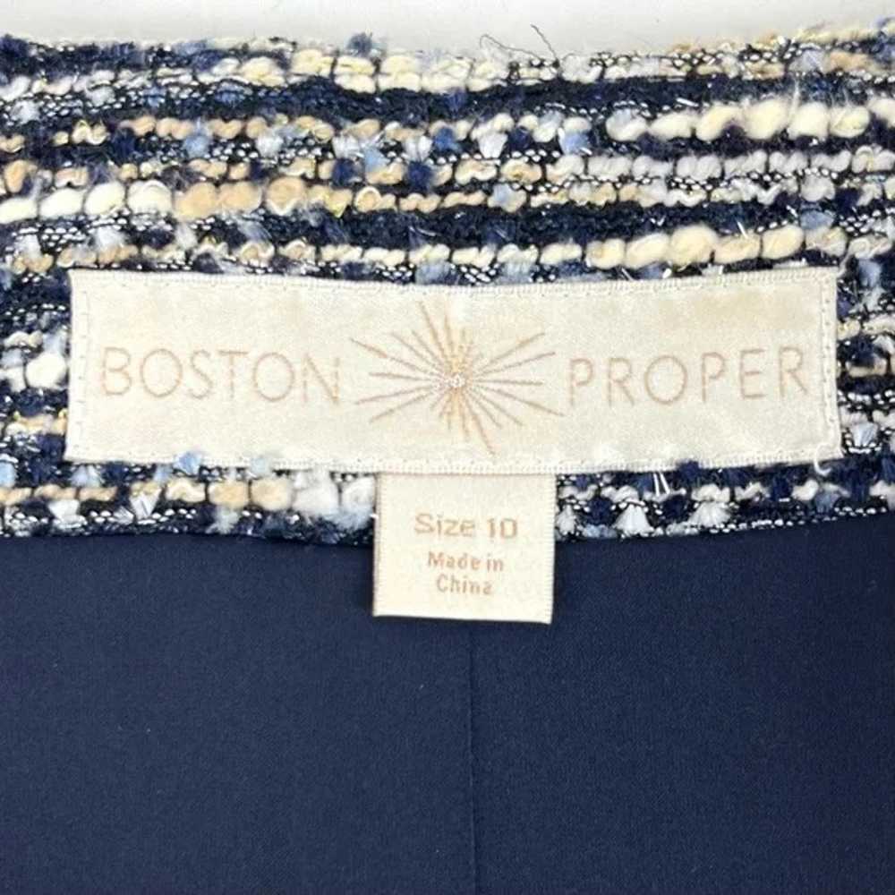 Boston Proper Navy Blue Tweed Chainmail Cropped B… - image 5