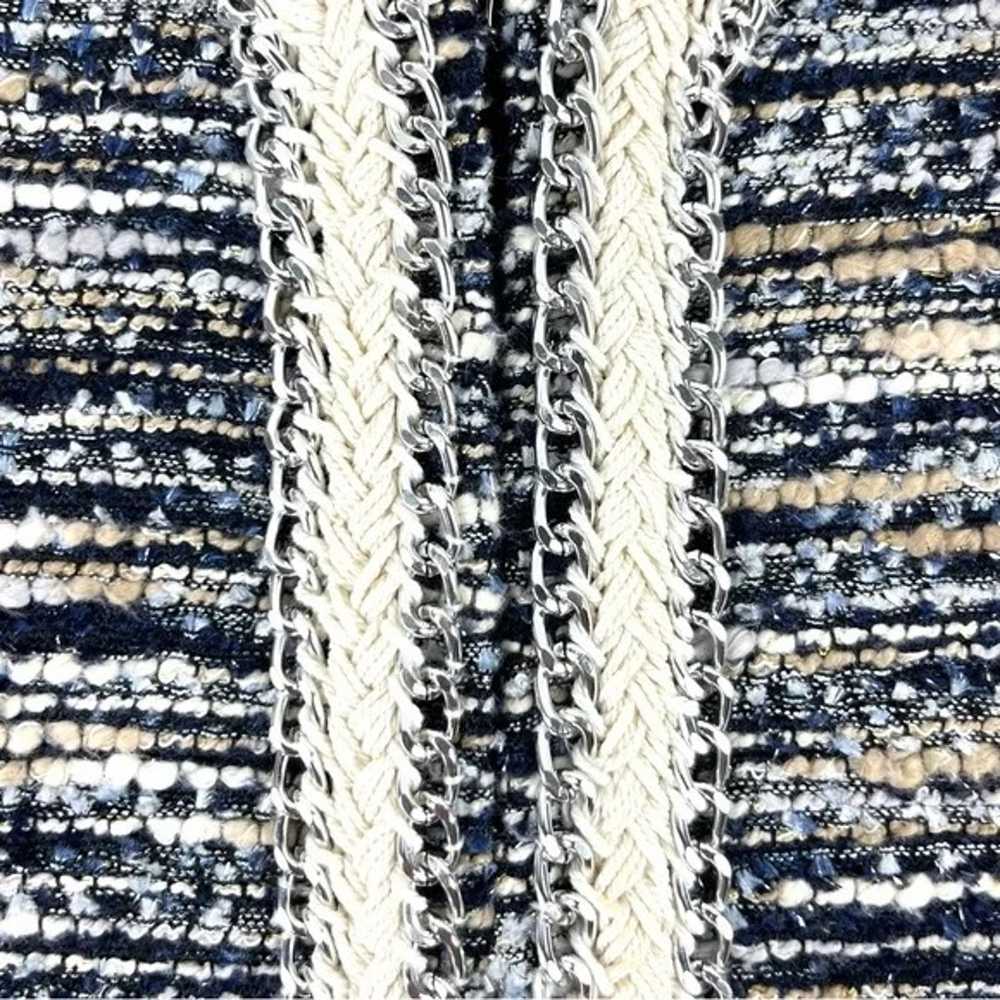 Boston Proper Navy Blue Tweed Chainmail Cropped B… - image 6