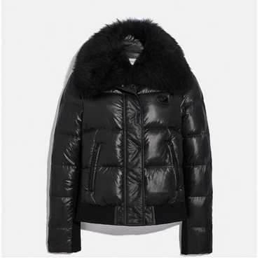 Coach black puffer jacket  with fur - image 1