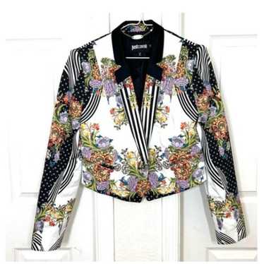 Just Cavalli Black White And Floral Jacket