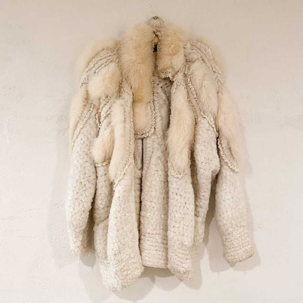 Vintage Shadow Fox Real Fur Coat in Cream - image 1