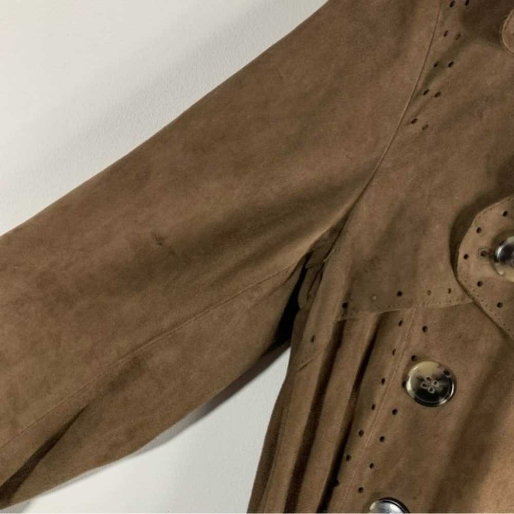 Theory Brown Suede Leather Knightley Trench Coat - image 12