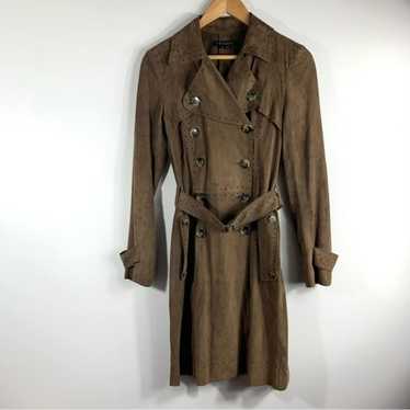 Theory Brown Suede Leather Knightley Trench Coat - image 1