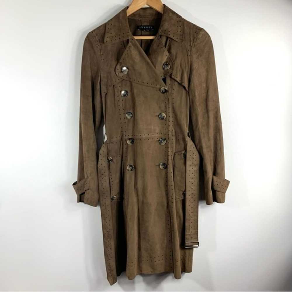 Theory Brown Suede Leather Knightley Trench Coat - image 2