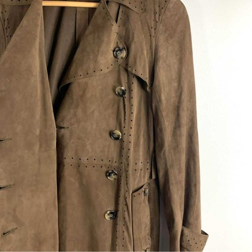 Theory Brown Suede Leather Knightley Trench Coat - image 3