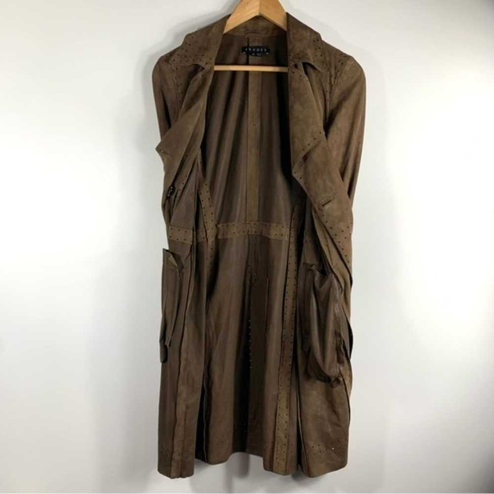 Theory Brown Suede Leather Knightley Trench Coat - image 4