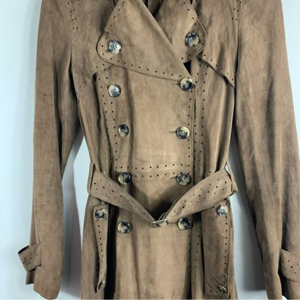 Theory Brown Suede Leather Knightley Trench Coat - image 7
