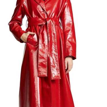 MSGM Milano FAUX GLOSSED-LEATHER TRENCH COAT IN R… - image 1