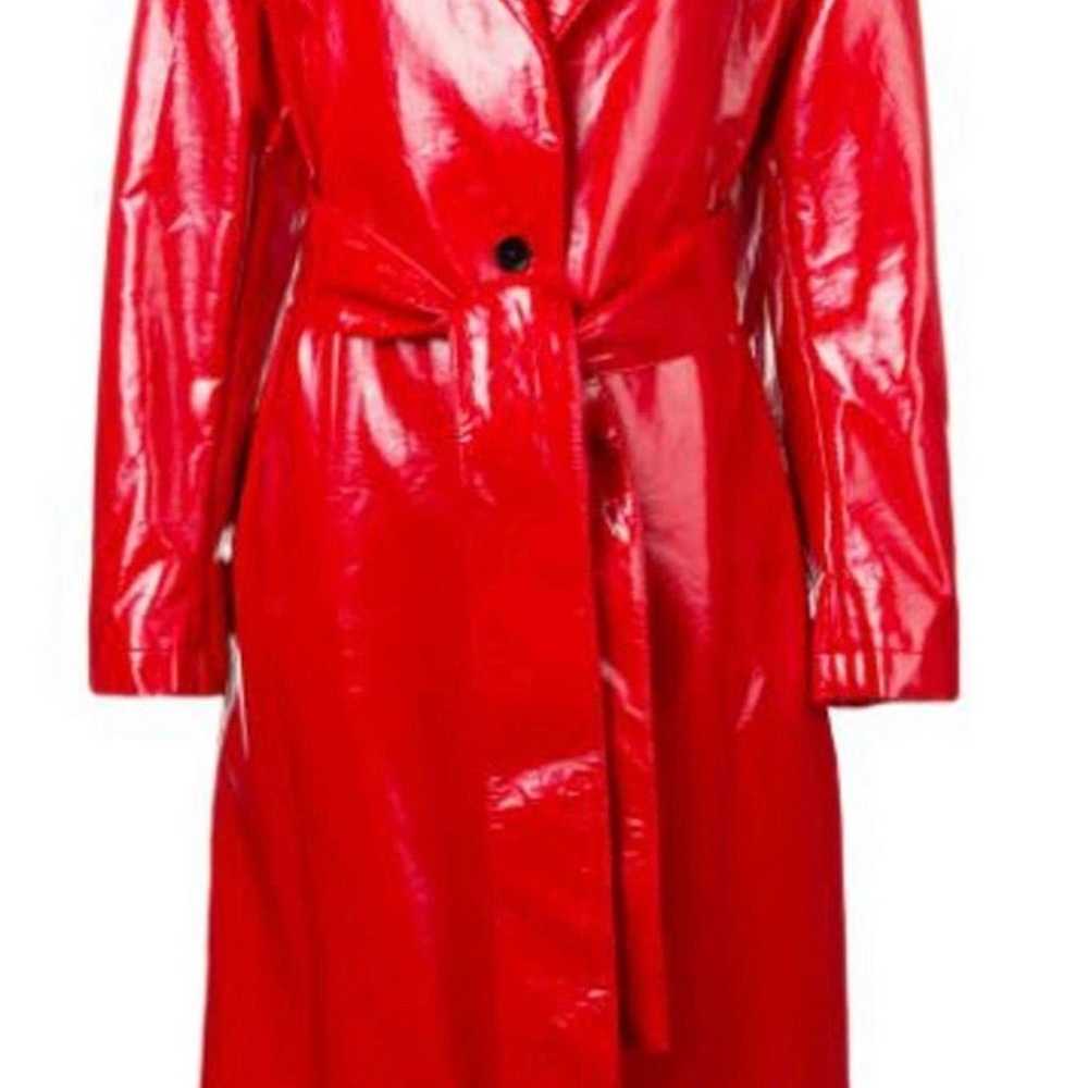 MSGM Milano FAUX GLOSSED-LEATHER TRENCH COAT IN R… - image 6