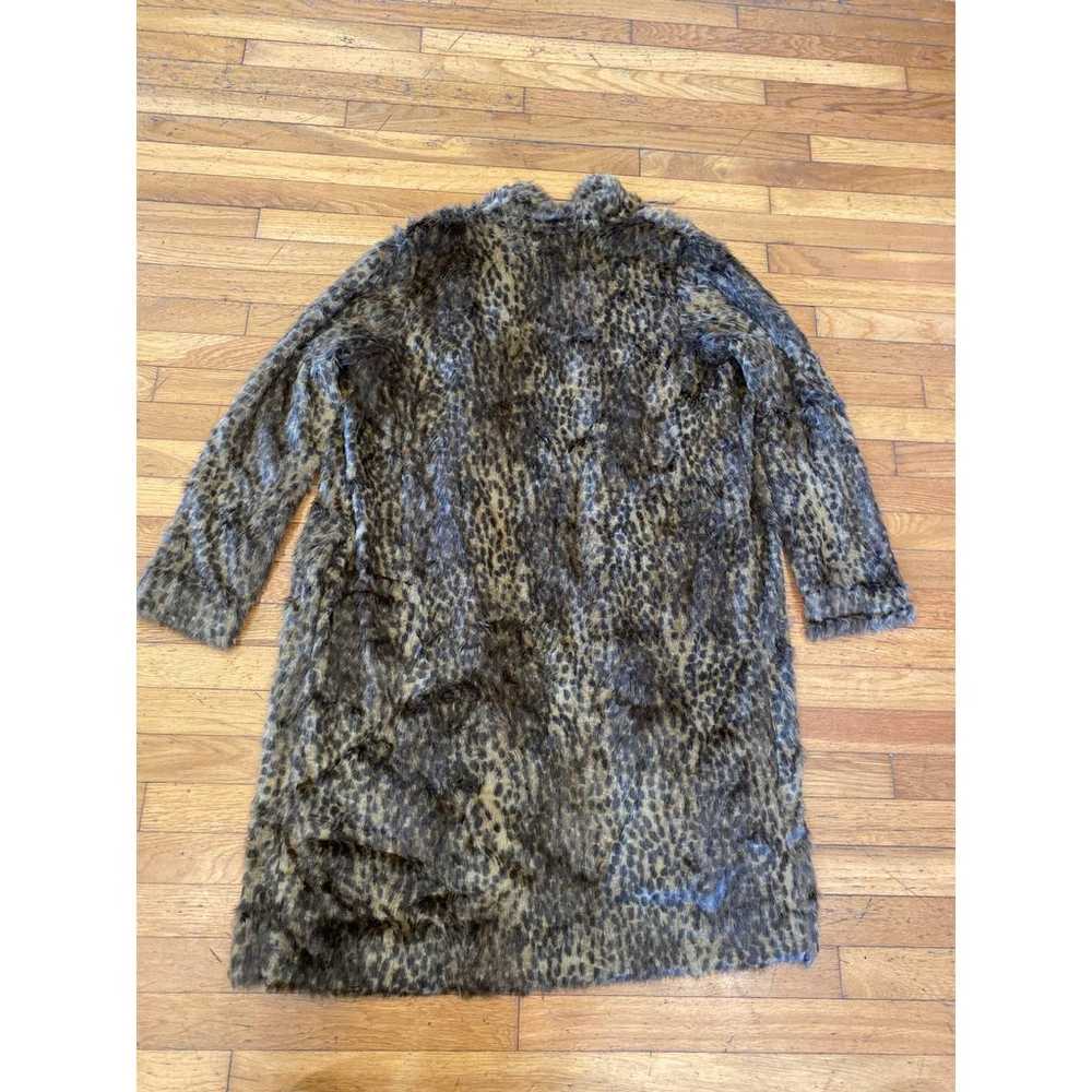 Free People Faux Fur Leopard Animal Print Coat Du… - image 5