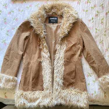 Y2k fur suede penny lane / afghan coat jacket