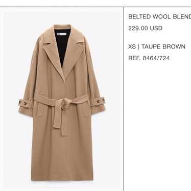 Zara oversized belted wool blend coat in taupe bro