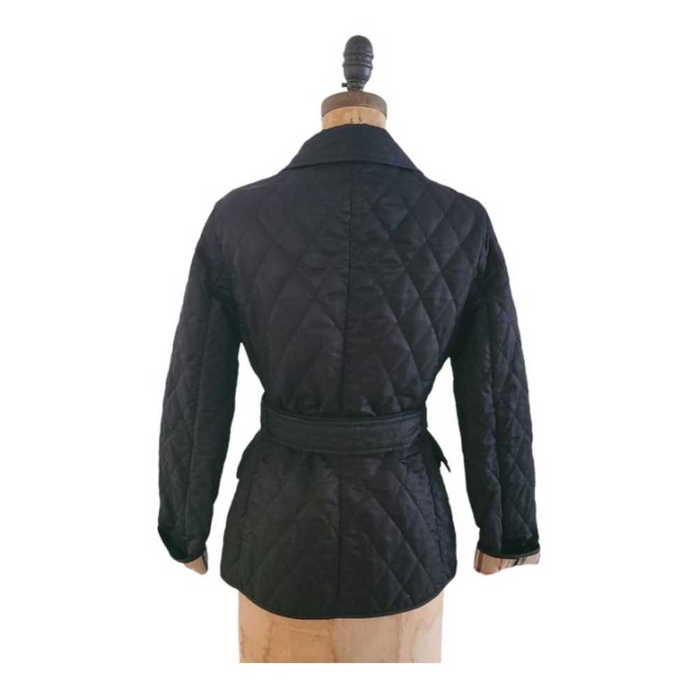 Burberry Brit Quilted Belted Jacket Black XS EUC - image 3