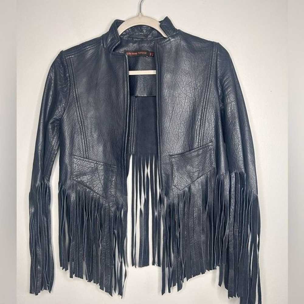 Topshop X Kate Moss Fringe leather Moto Jacket - image 1